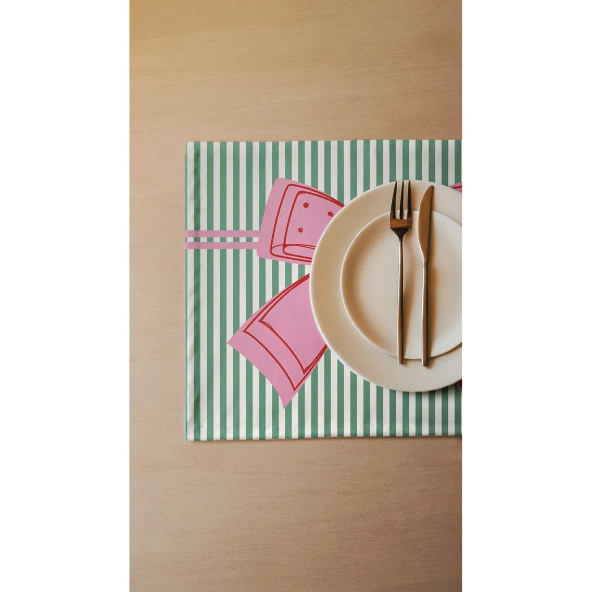 Podkładki świąteczne - Kokardka - zielone paski