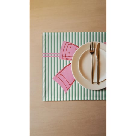 Podkładki świąteczne - Kokardka - zielone paski