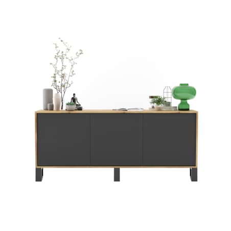 Komoda Loft Szafka RTV Industrialna Dąb Wotan Grafit MAT 168 cm