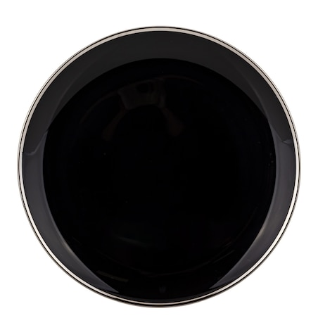 Podstawka dekoracyjna pod talerz, Ø 33x2 cm PULVINAR-4 czarna ze srebrnym obrzeżem