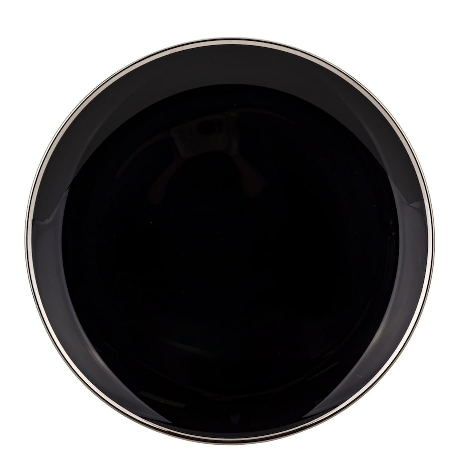Podstawka dekoracyjna pod talerz, Ø 33x2 cm PULVINAR-4 czarna ze srebrnym obrzeżem