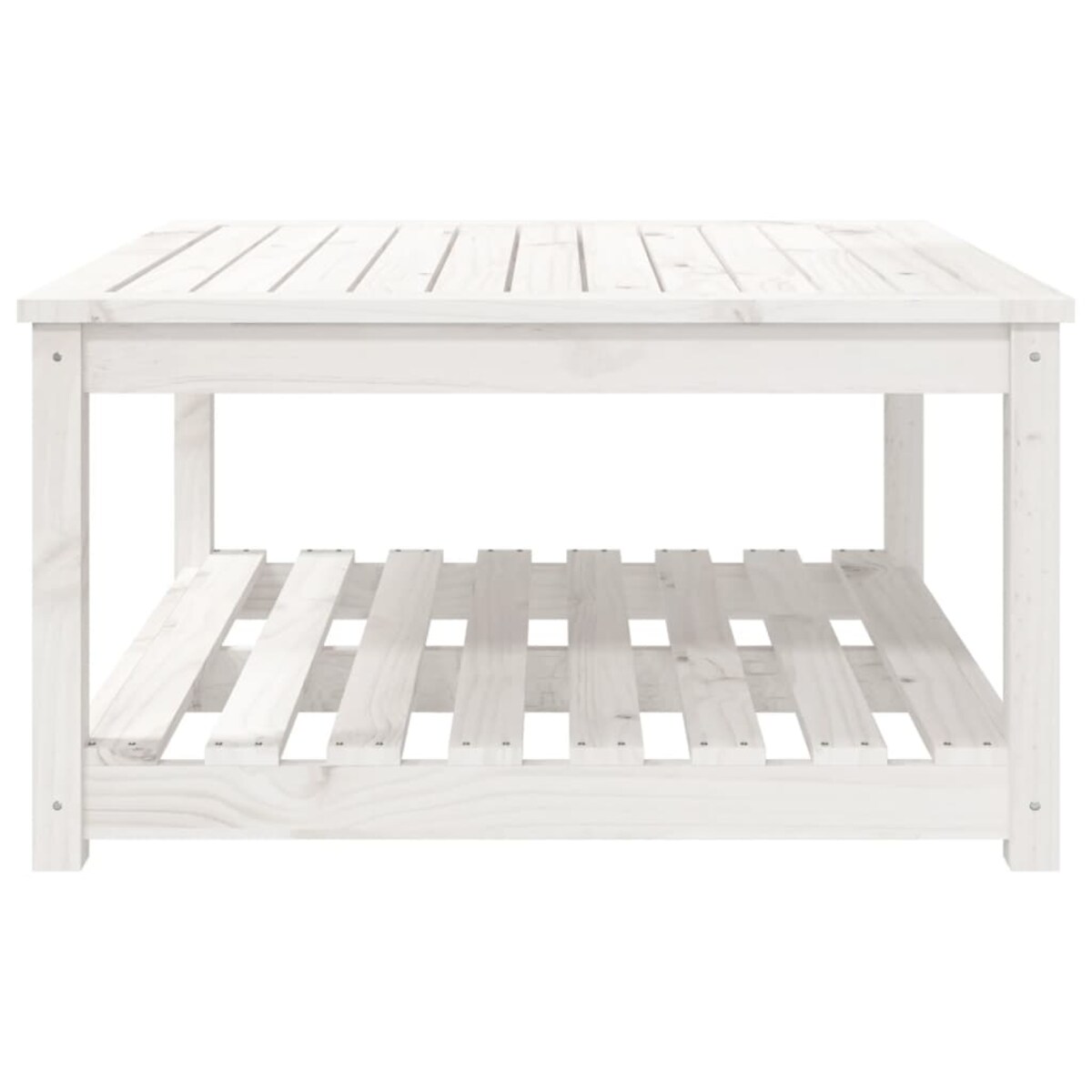 vidaXL Stolik ogrodowy, biały, 82,5x82,5x45 cm, lite drewno sosnowe