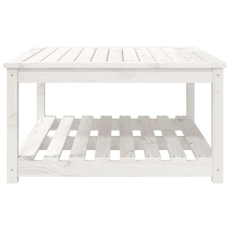 vidaXL Stolik ogrodowy, biały, 82,5x82,5x45 cm, lite drewno sosnowe