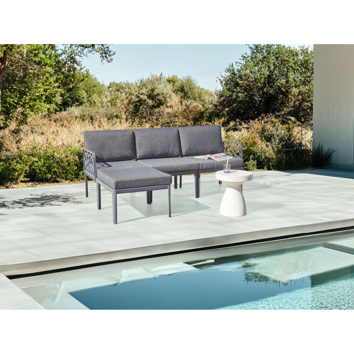 Zestaw ogrodowy dla 4 osób ERICHE Ciemnoszary