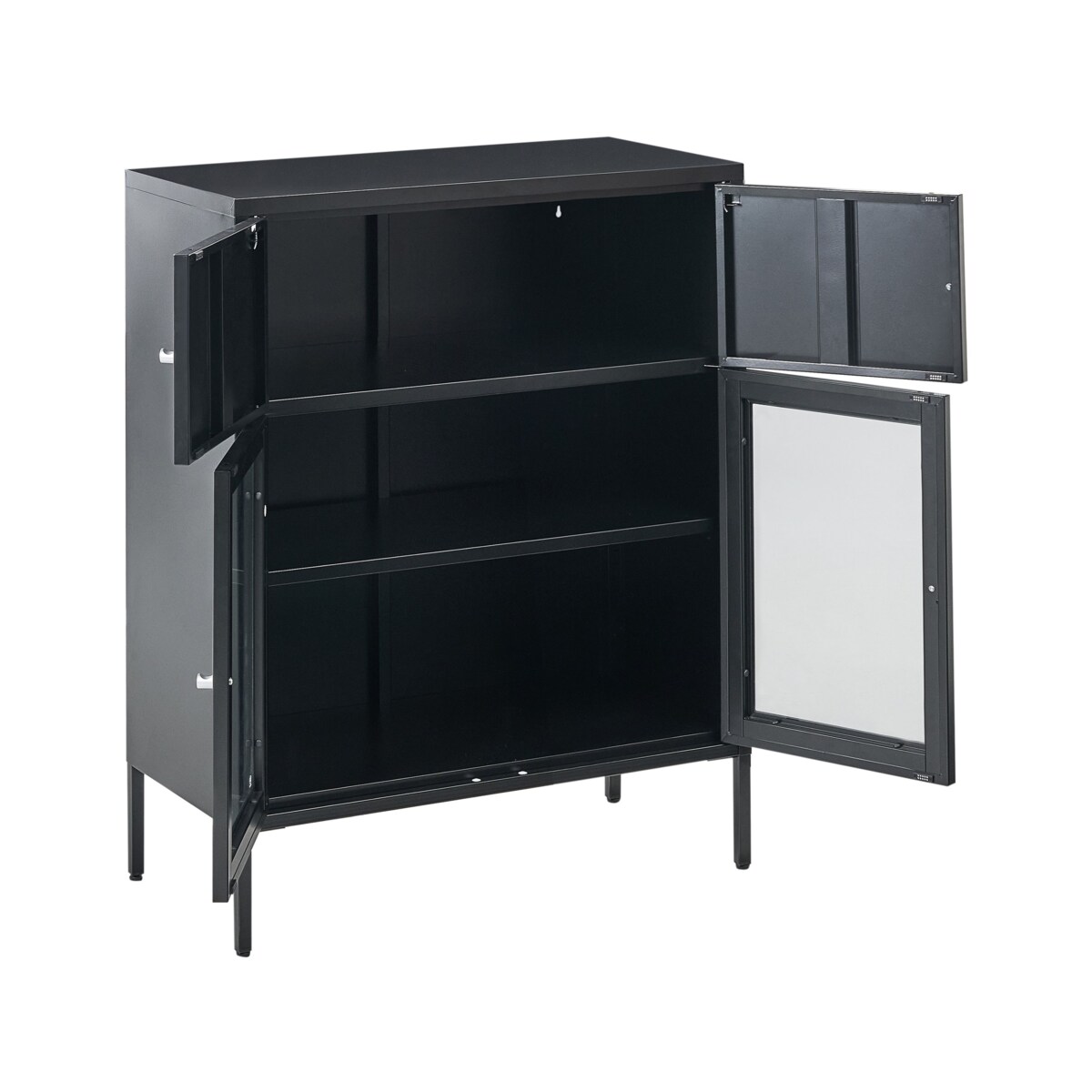 Szafka ze szklanymi drzwiami ESHOLT Metal 80 cm Czarny
