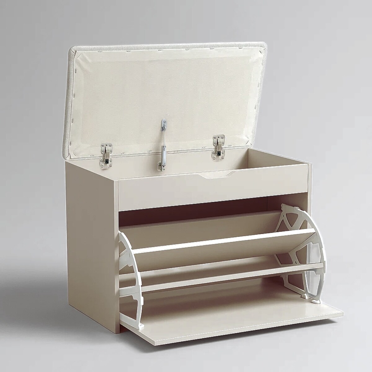 Szafka na buty z siedziskiem i wysuwanymi półkami VAULT, 57 x 30 x 53 cm