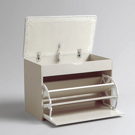 Szafka na buty z siedziskiem i wysuwanymi półkami VAULT, 57 x 30 x 53 cm