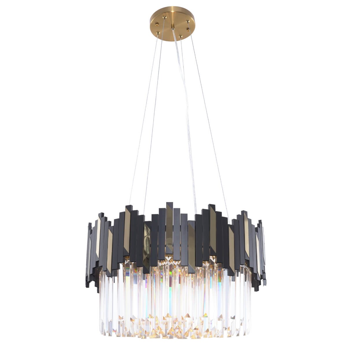 Wisząca lampa glamour Rotta 2200018M Zumaline do salonu nad stół metal szkło czarny złoty