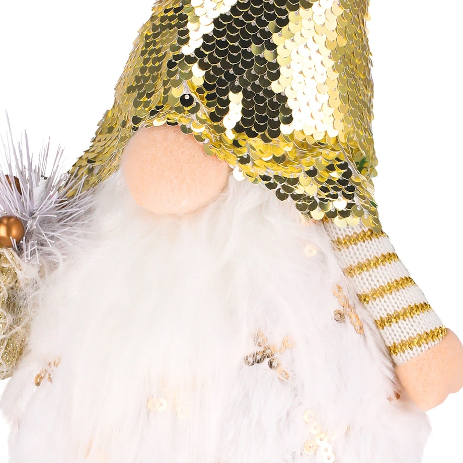 SKRZAT świąteczny ŚWIECĄCY krasnal Mikołaj DUŻY biały DEKORACJA gnom JUMI