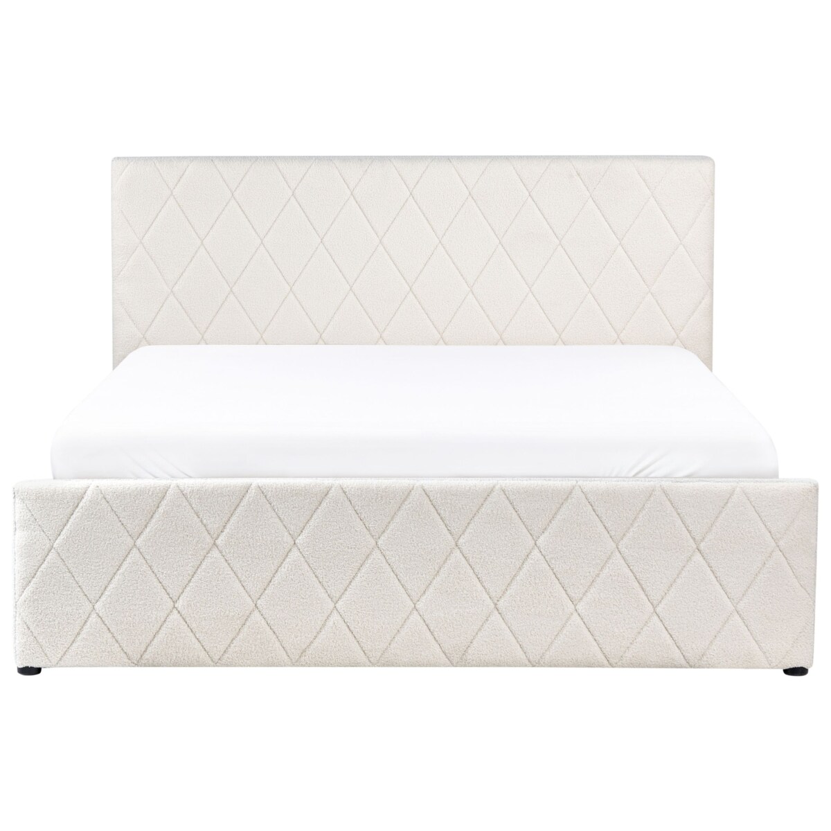 Łóżko z pojemnikiem Boucle ROCHEFORT 160 x 200 cm Złamana biel