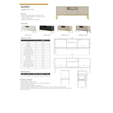 Szafka RTV Austin 135 kaszmir & czarna