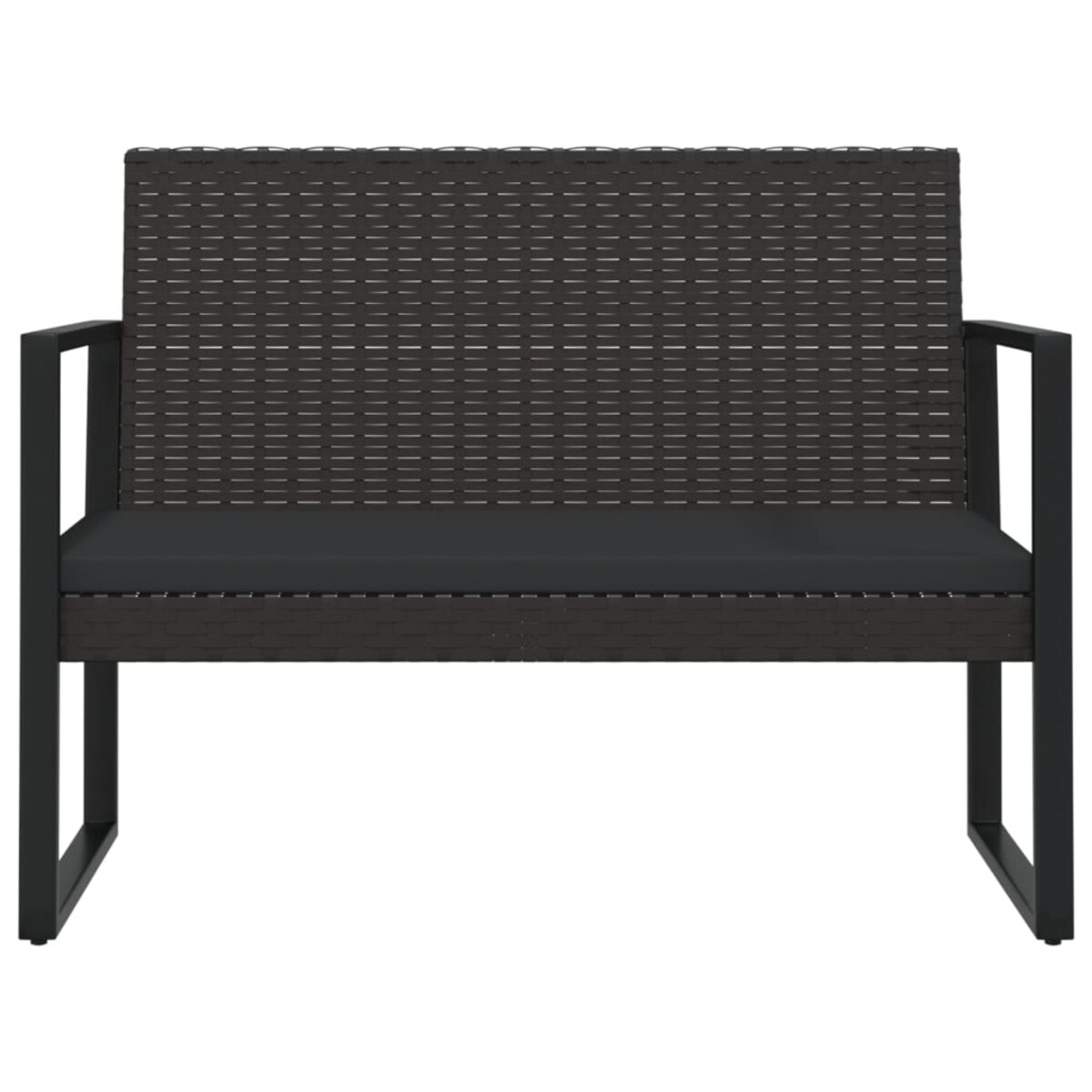 vidaXL Ławka ogrodowa z poduszkami, czarna, 106 cm, polirattan