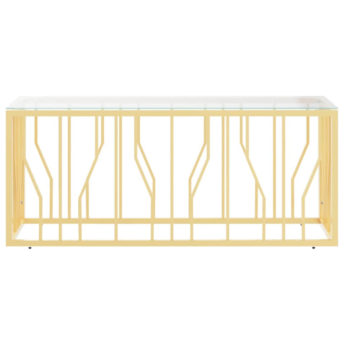 vidaXL Stolik kawowy, 110x45x45 cm, stal nierdzewna i szkło