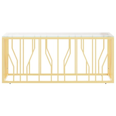 vidaXL Stolik kawowy, 110x45x45 cm, stal nierdzewna i szkło