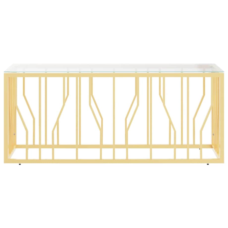 vidaXL Stolik kawowy, 110x45x45 cm, stal nierdzewna i szkło