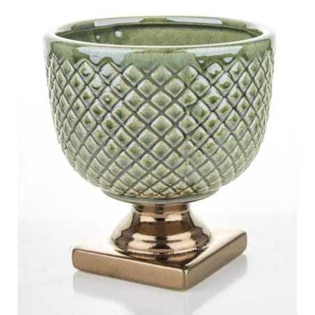 Osłonka zielono-złota 18,5x17x17 cm IRMA - II na złotej podstawce