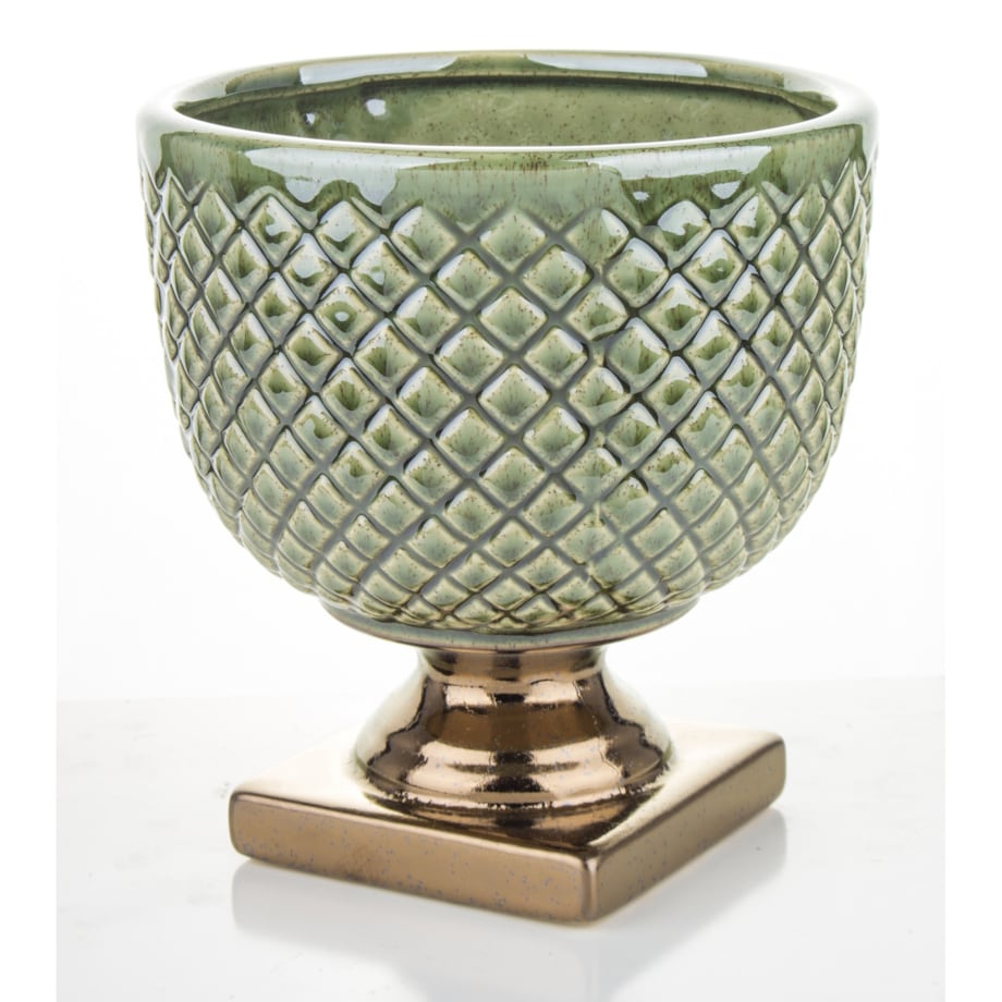 Osłonka zielono-złota 18,5x17x17 cm IRMA - II na złotej podstawce