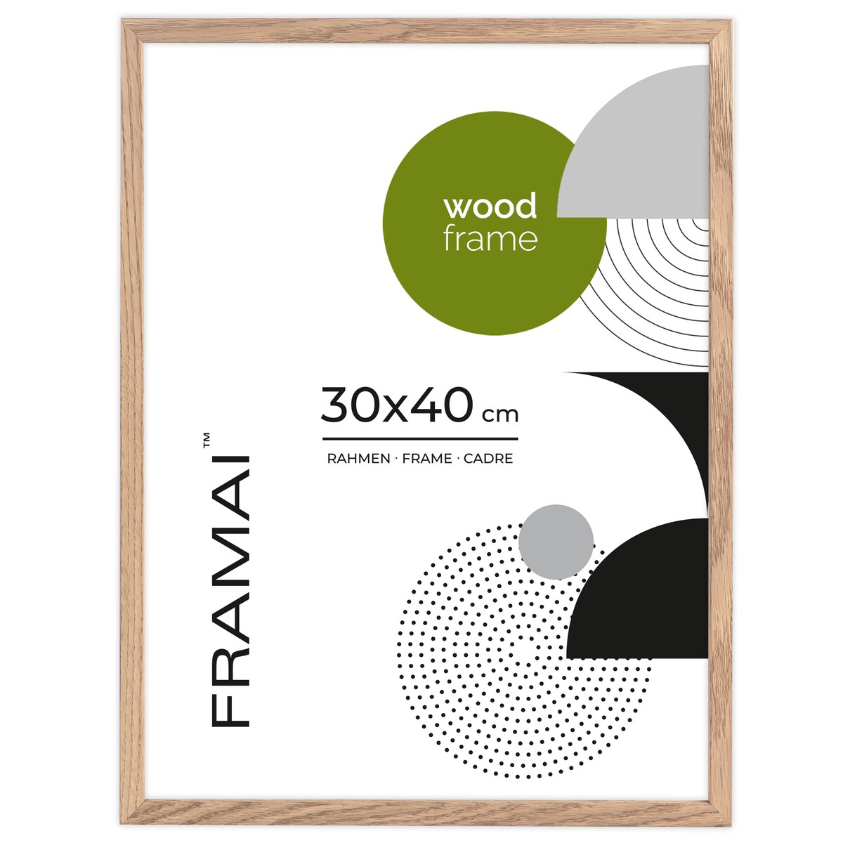 Ramka na zdjęcia 30x40 cm ramka drewniana dębowa naturalna foto ramka z litego drewna dębowego prostokątna OAK FRAMAI