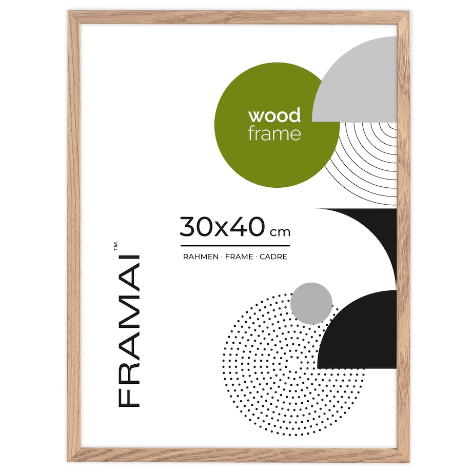 Ramka na zdjęcia 30x40 cm ramka drewniana dębowa naturalna foto ramka z litego drewna dębowego prostokątna OAK FRAMAI