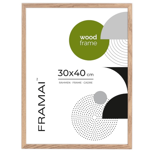 Ramka na zdjęcia 30x40 cm ramka drewniana dębowa naturalna foto ramka z litego drewna dębowego prostokątna OAK FRAMAI