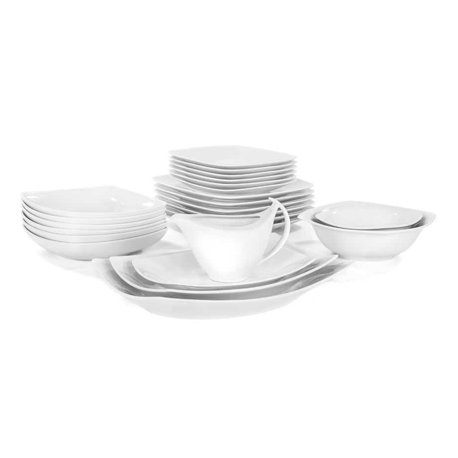 Zestaw obiadowo-kawowy dla 6 osób 30 el. Akcent Biały C000