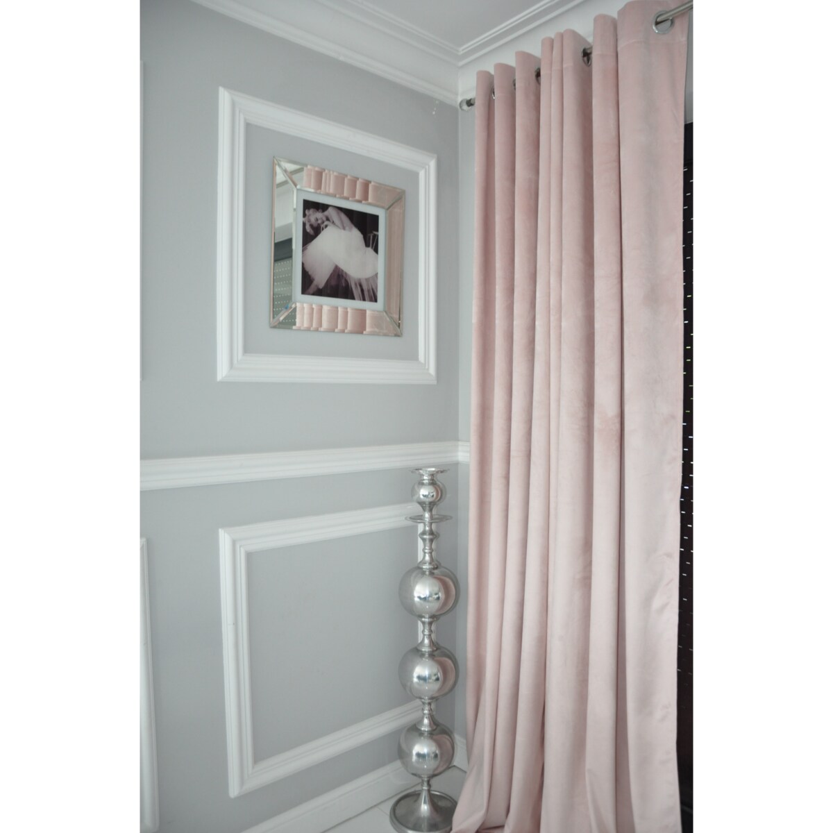 Zasłona welurowa gładka | 140x250 cm przelotki | baby pink