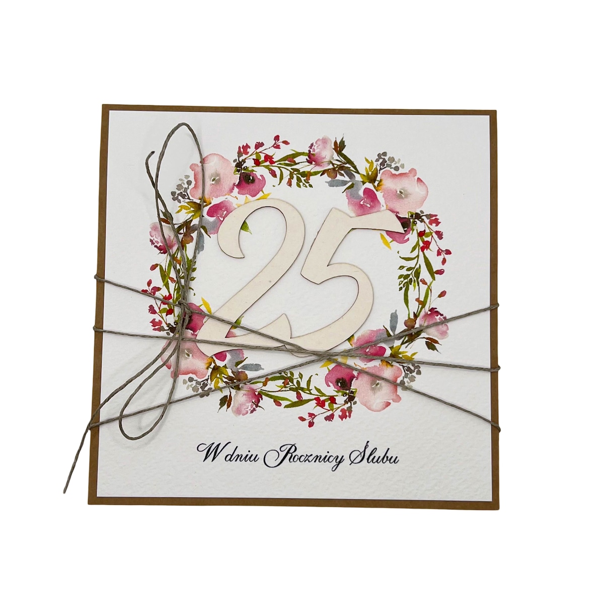 Ręcznie robiona kartka życzenia z okazji 25. rocznicy ślubu - rocznica ślubu - prezent na rocznicę ślubu