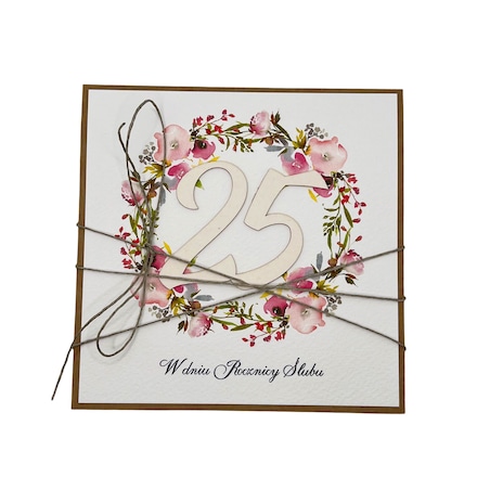 Ręcznie robiona kartka życzenia z okazji 25. rocznicy ślubu - rocznica ślubu - prezent na rocznicę ślubu