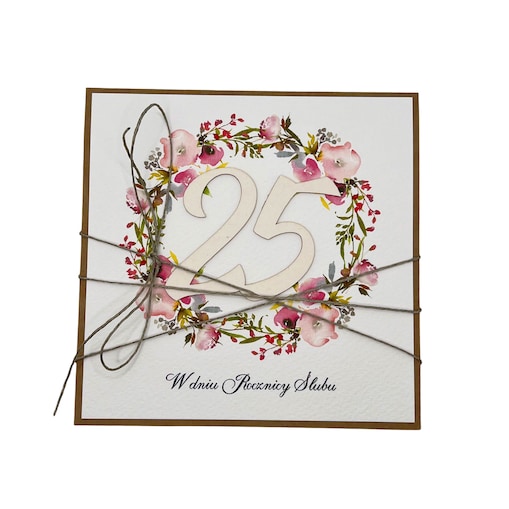 Ręcznie robiona kartka życzenia z okazji 25. rocznicy ślubu - rocznica ślubu - prezent na rocznicę ślubu