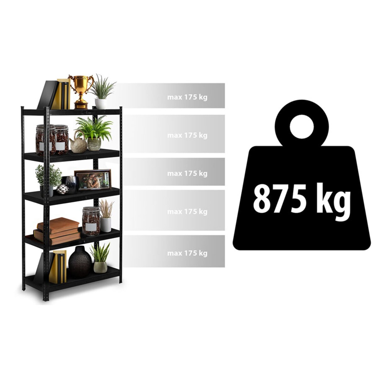 Regał metalowy magazynowy Humberg HR-851 5 półek 180x90x40cm 875kg 2w1 4851