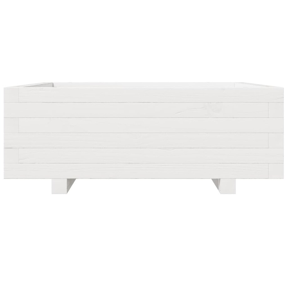 vidaXL Donica ogrodowa, biała, 70x70x26,5 cm, lite drewno sosnowe