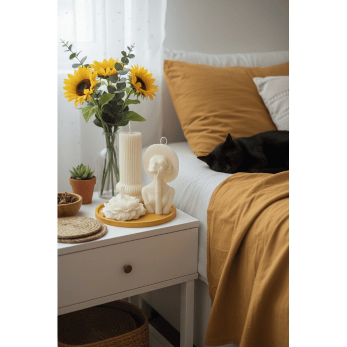 Zestaw eleganckich świec dekoracyjnych z tacą – wyjątkowy prezent dla kobiet + torba prezentowa GRATIS