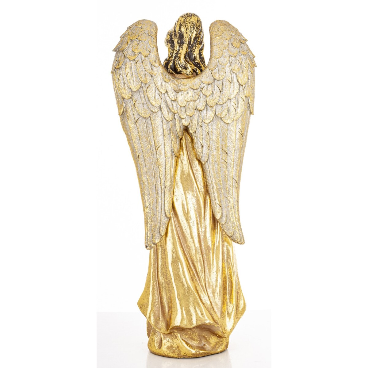 Dekoracja - anioł 46x16x12 cm ANGHEL-6 w złotej sukni z ptaszkiem