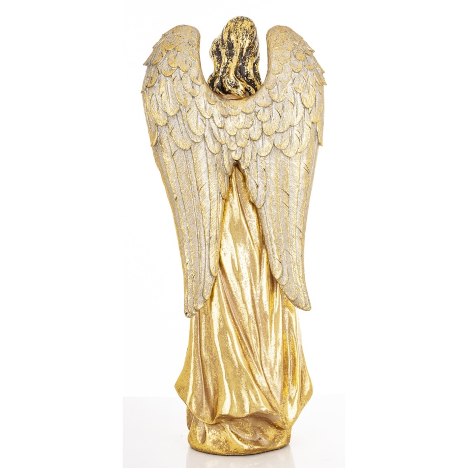 Dekoracja - anioł 46x16x12 cm ANGHEL-6 w złotej sukni z ptaszkiem