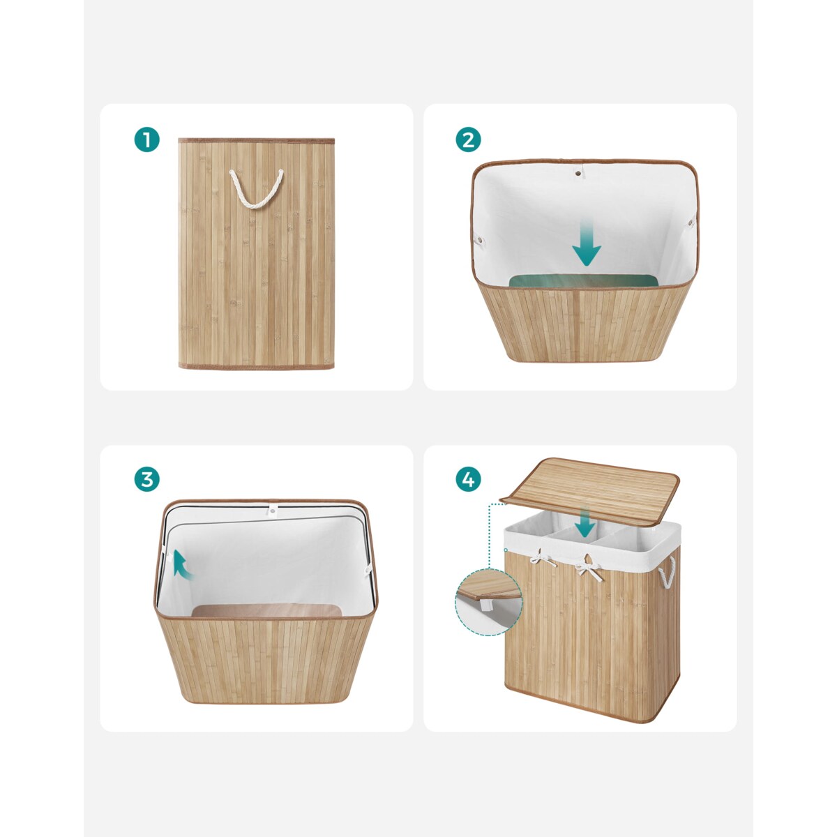 Kosz Na Pranie 60X40X61,5 Cm Naturalny