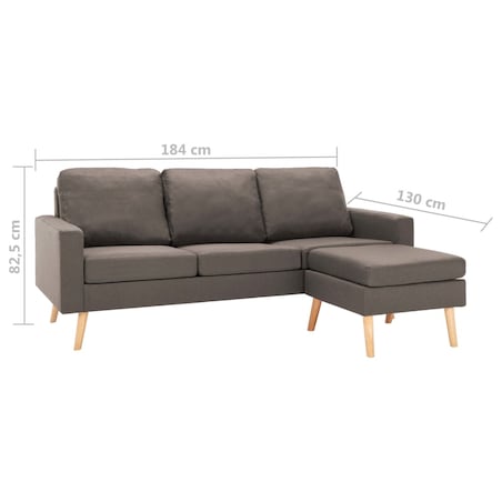 vidaXL 3-osobowa sofa z podnóżkiem, kolor taupe, tapicerowana tkaniną