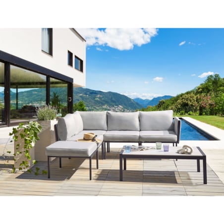 Zestaw ogrodowy ze stolikiem dla 5 osób SKALA Metal Jasnoszary