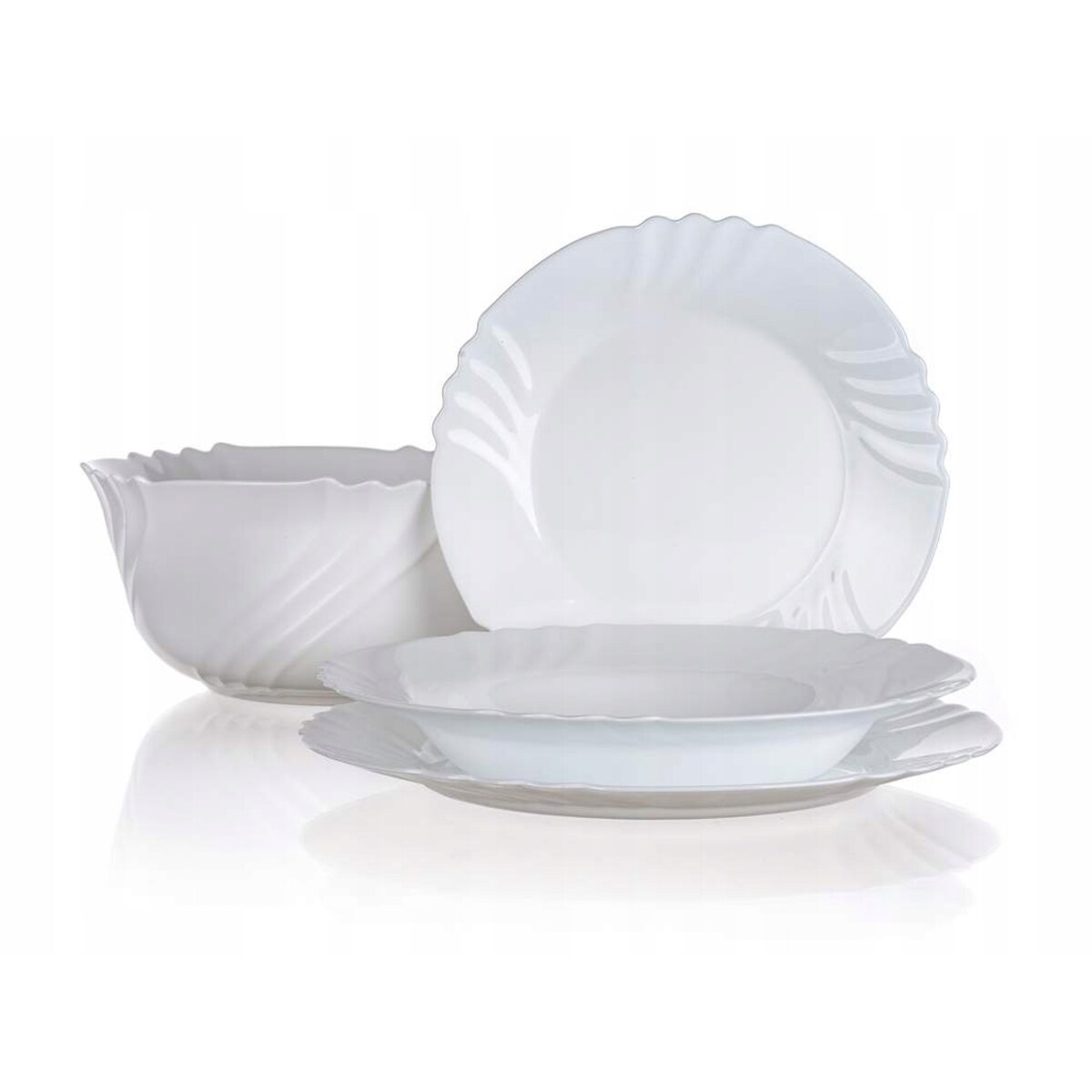 KOMPLET TALERZE OBIADOWE BIAŁE EBRO BORMIOLI NA 6 osób na prezent mamy box