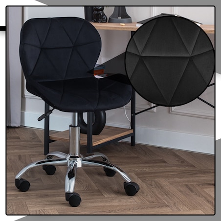 Krzesło biurowe obrotowe fotel czarny młodzieżowy welurowy