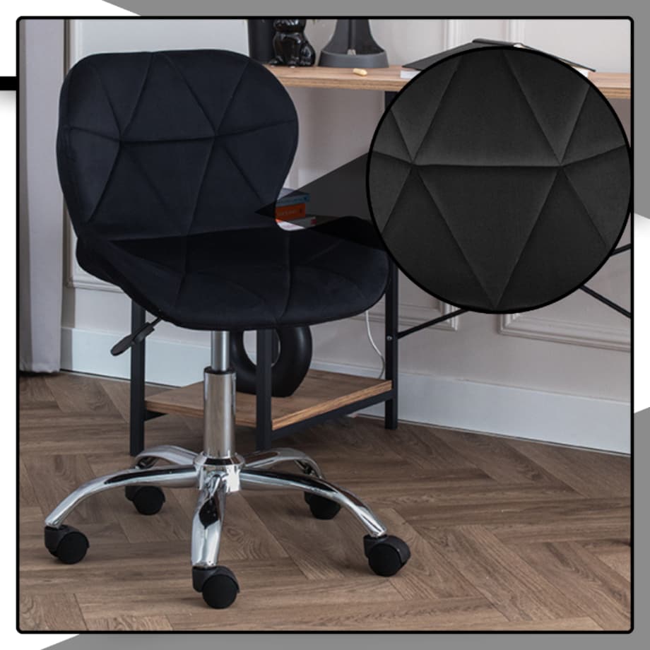 Krzesło biurowe obrotowe fotel czarny młodzieżowy welurowy