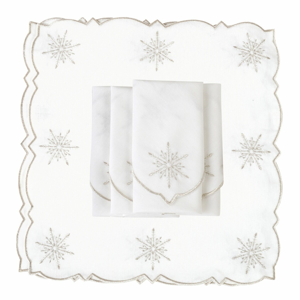Haftowane serwetki Silver Stars - 6 sztuk
