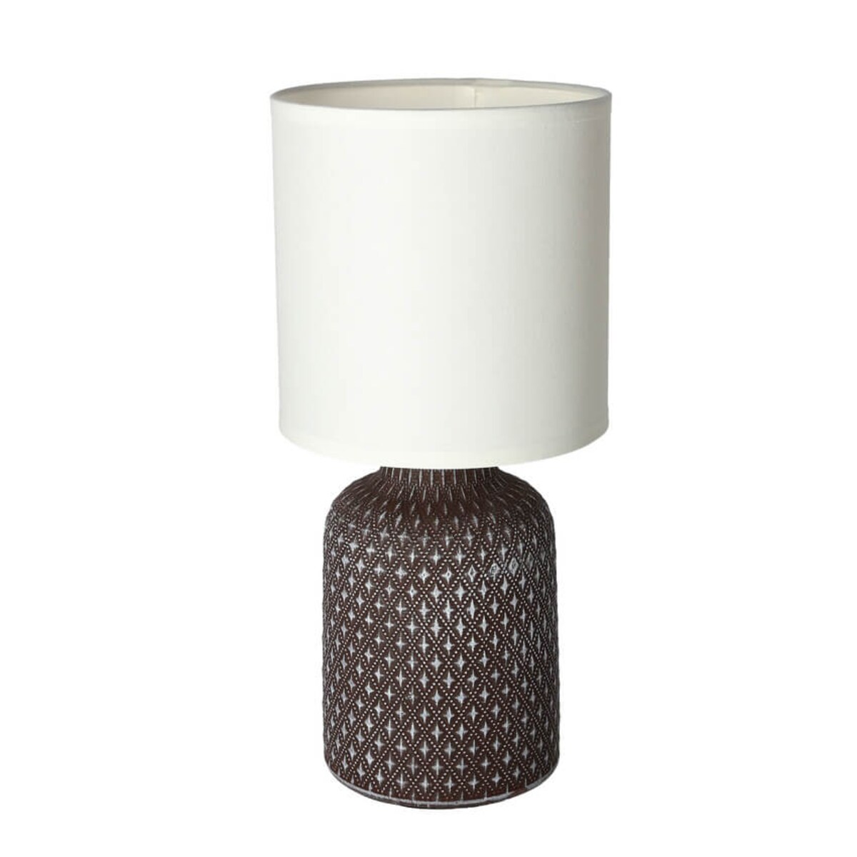 Abażurowa lampa stołowa Iner 41-79862 Candellux ceramika brązowa biała