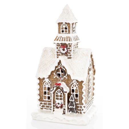 Dekoracja domek z piernika LED 22x12x10,5 cm z wieżyczką