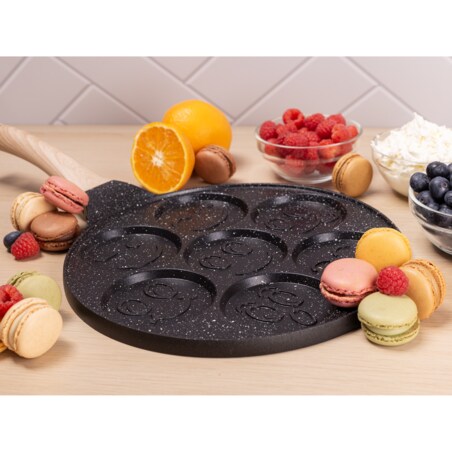 Marmurowa patelnia do pancakes naleśników jajek BUŹKI MINKI EMOTKI 26cm KAMILLE