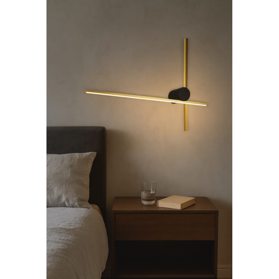 LAMPA ŚCIENNA PORTEBA ZŁOTO CZARNA