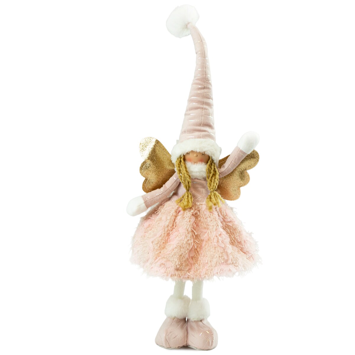 Aniołek Figurka Stojący 50 Cm Świąteczny Boże Narodzenie Różowa Czapka