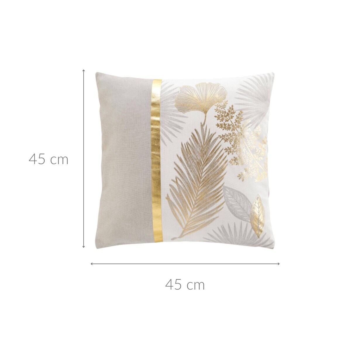 Beżowa poszewka na poduszkę, złote liście, 45 x 45 cm