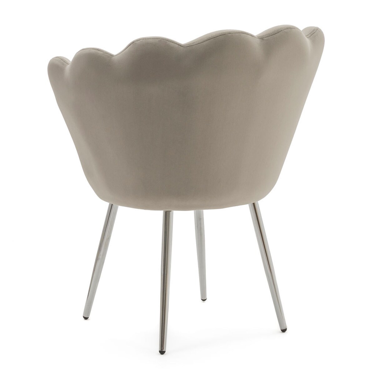 KRZESŁO TAPICEROWANE WELUROWE KOLOR SZARY SHELL NOGI CHROME STYL GLAMOUR