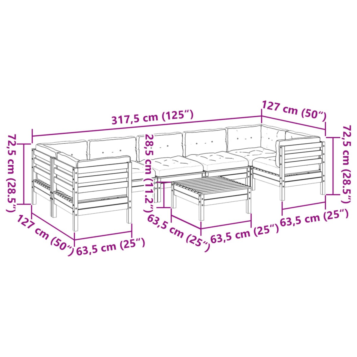 vidaXL 8-cz. zestaw wypoczynkowy do ogrodu, z poduszkami, woskowy brąz