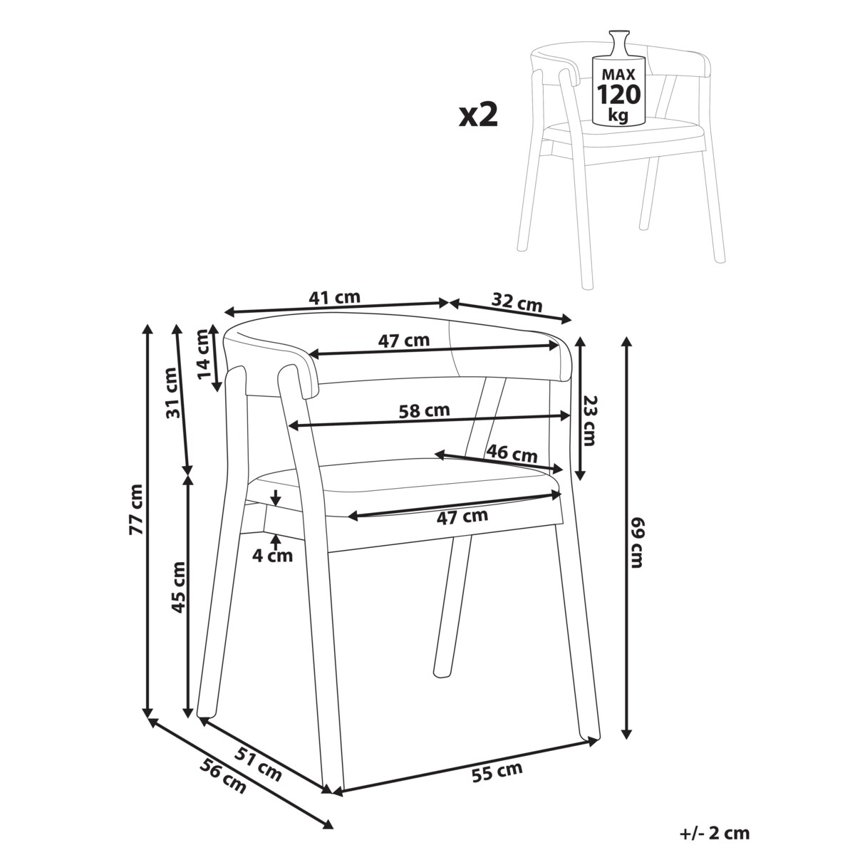 Zestaw 2 krzeseł do jadalni MYLO Drewno Jasnoszary